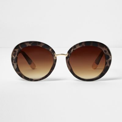 Brown animal print round sunglasses